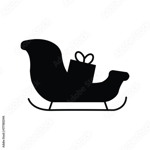Santa sleigh silhouette vector art illustration