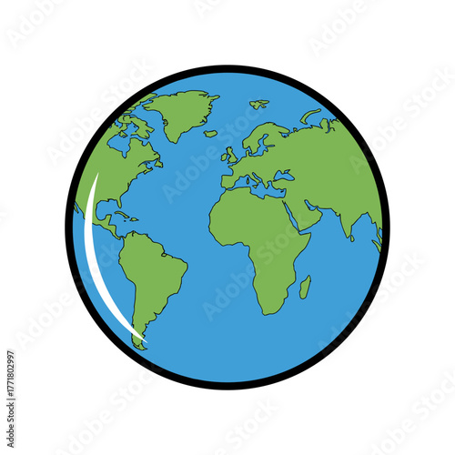 Simple earth globe on white background