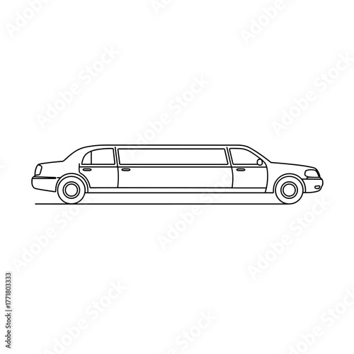 Linear outline of a limousine for elegant transportation concepts