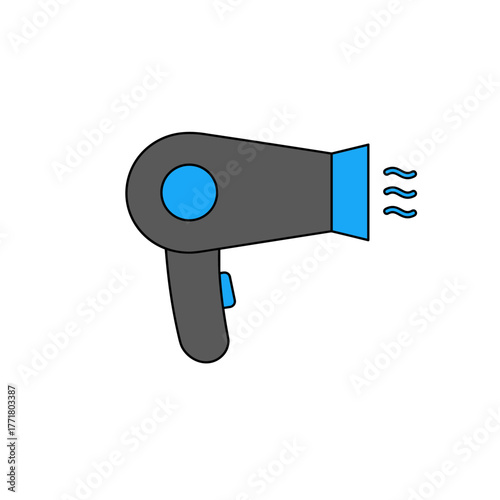 Modern flat hair dryer icon with minimalistic design
