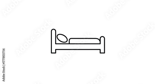 Minimalist linear bed icon for sleep and bedroom themes
