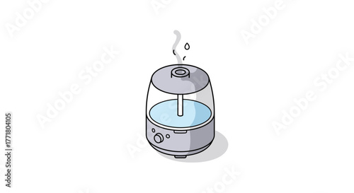 Modern isometric humidifier with water vapor for home and office use