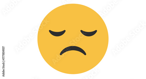 Sad face yellow emoji with downturned mouth and closed eyes