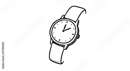 Simple handdrawn watch sketch with classic analog design