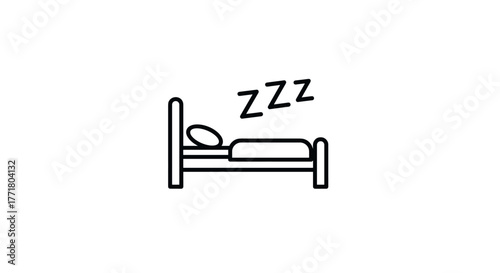 Minimalist sleep icon with bed and zzz symbols in linear design