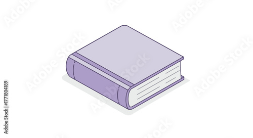 Purple hardcover book on white background isometric design