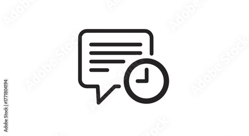 Minimal chat notification icon with clock for timely communication