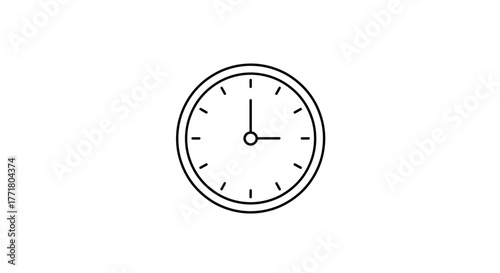 Minimalist linear clock design featuring a simplified black and white aesthetic