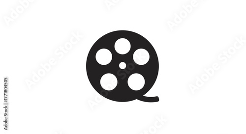 Minimalist film reel icon for movie and cinema projects