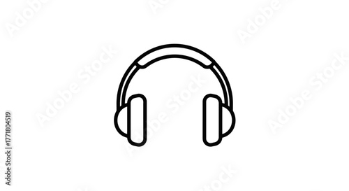 Simple line art headphones icon for audio and music designs