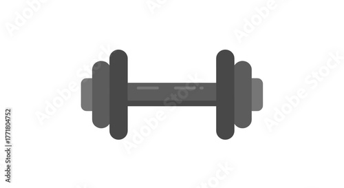 Simple gym equipment icon featuring a dumbbell in flat design on white background
