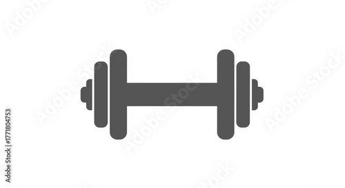 Minimalist dumbbell icon for fitness and gym themes in flat silhouette