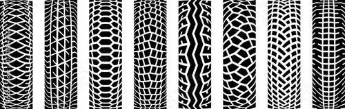 Set of Tire Track Elements Rough with leopard print and tire tread texture design