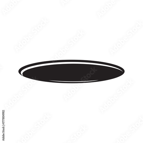 Abstract Black Elliptical Shape with White Contour Lines on White