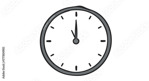 Minimalist hand drawn clock design with bold outline and simple hour markers
