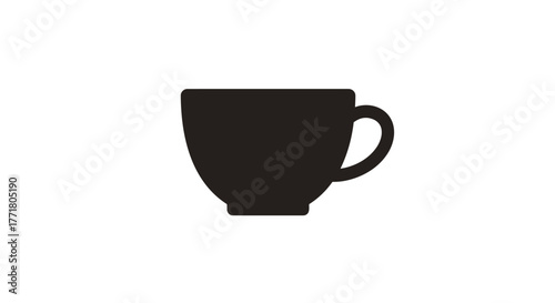 Minimalist silhouette of a tea cup on white background