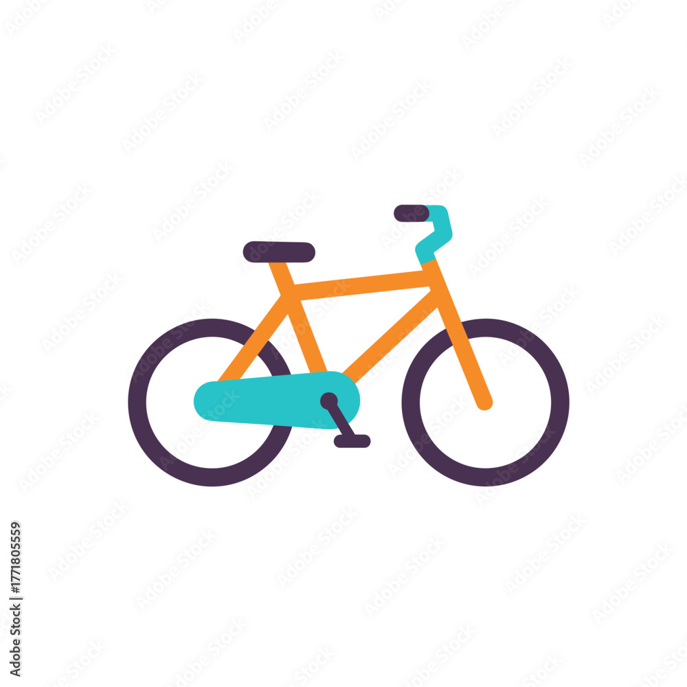 Fototapeta premium Colorful flat style bicycle icon on white background