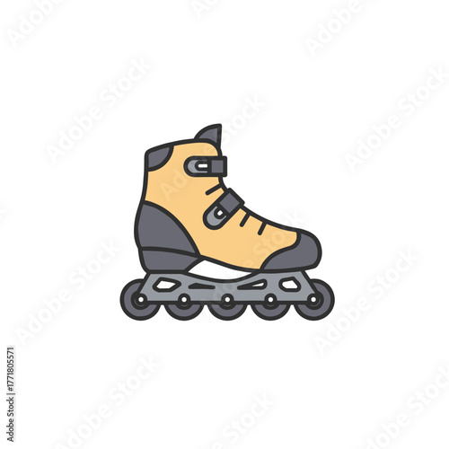 Colorful inline skate icon with modern flat design
