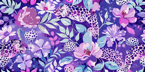 Vintage pink seamless floral pattern with spring flowers, leaves, and butterfly vector illustration for textile wallpaper