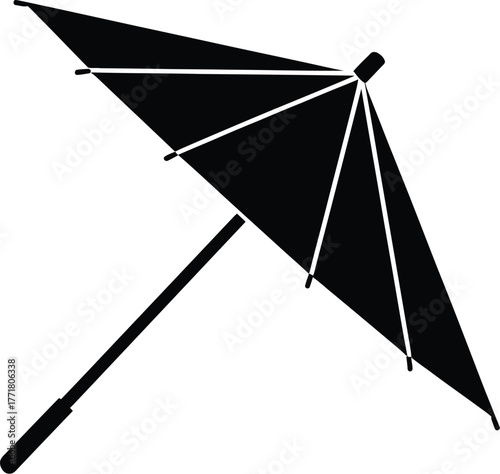 Black umbrella vector image for rain protection and sun shade use