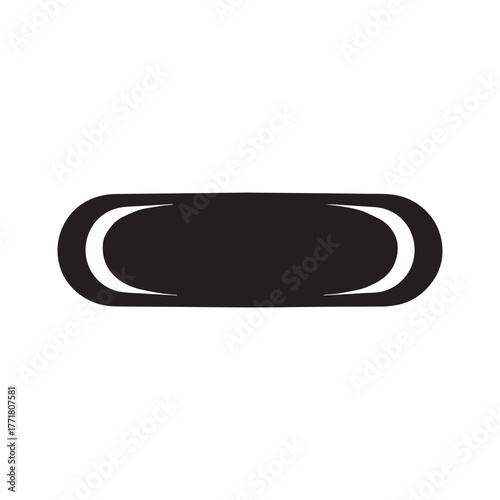 Black Rounded Rectangle Shape with White Crescent Accents Design Element