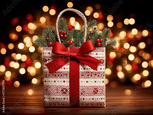 a festive Christmas gift bag