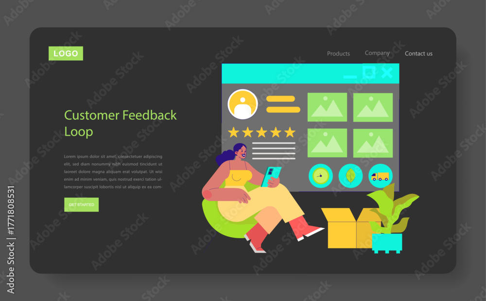 Fototapeta premium Customer Feedback Loop Vector Illustration with Engaged User