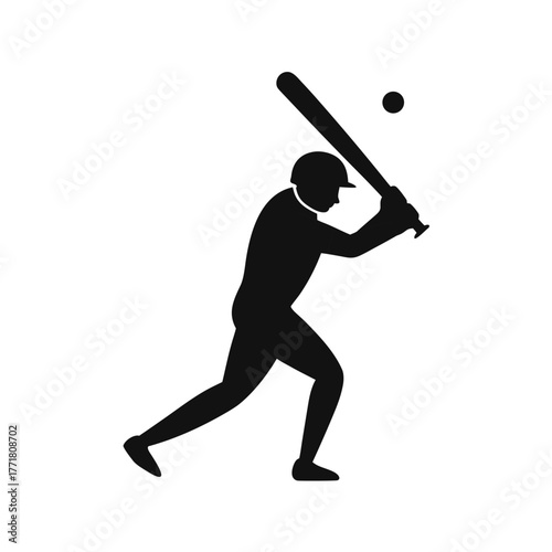 Minimal cricket batter hitting six silhouette vector clean design for outdoor match and team celebration art