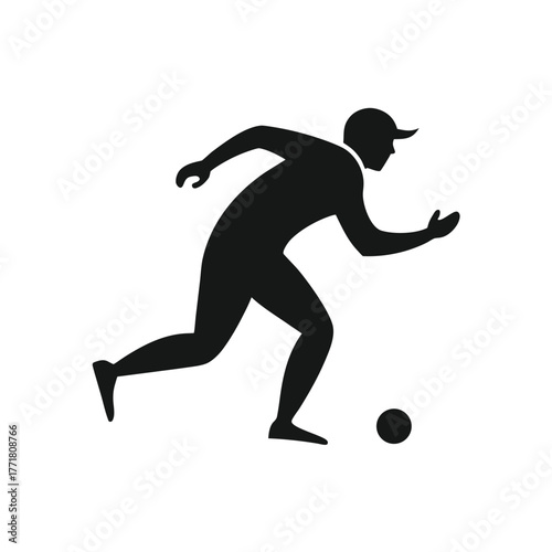 Minimal cricket bowler running in to bowl silhouette vector clean design for action sport and competition energy