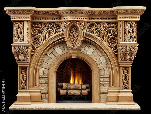 carved antique fireplace
