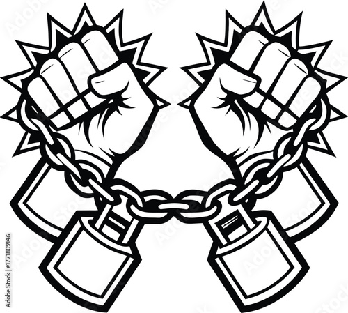 Chains breaking symbolizing freedom and resistance