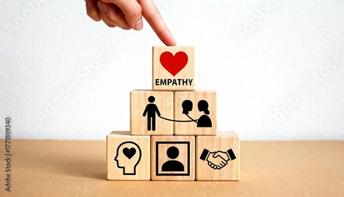 fostering empathy and compassion with heart symbol and human interaction blocks