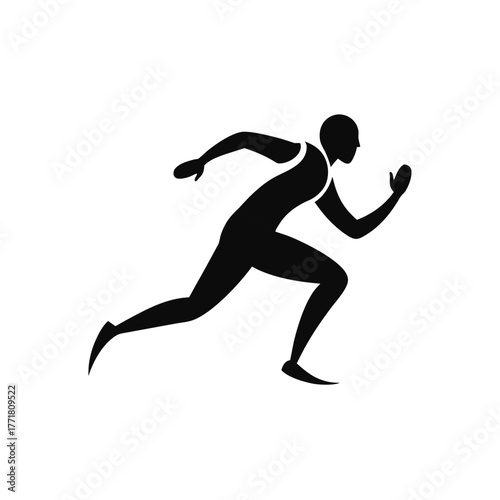 Minimal man running fast athletic pose silhouette vector clean design for sports energy and fitness motion concept