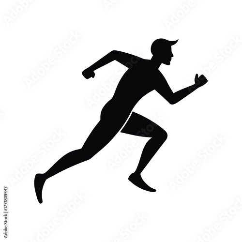 Minimal man running fast athletic pose silhouette vector clean design for workout speed and physical training art