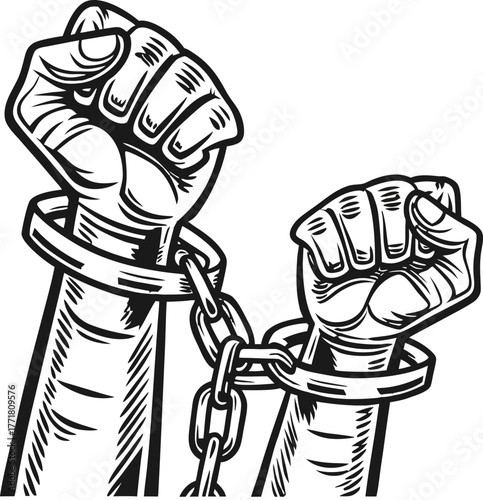 Chains breaking symbolizing freedom and resistance