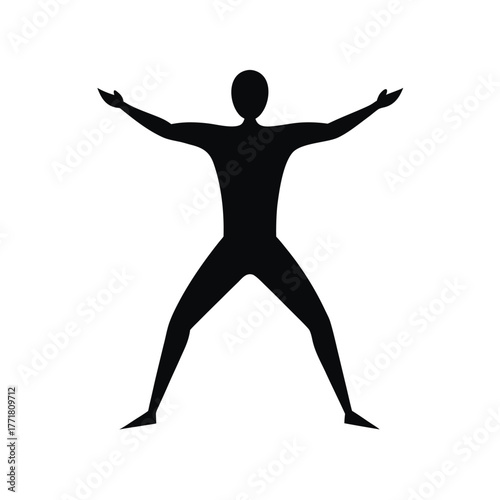 Minimal man stretching arms silhouette vector with white background for morning exercise and health
