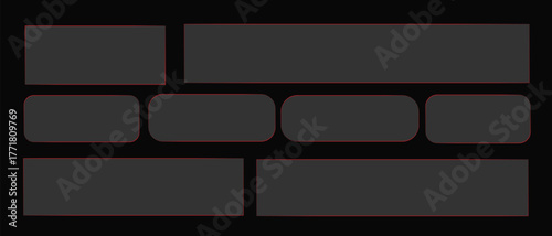 Minimal dark geometric wall texture — rectangular and rounded brick tile pattern layout for 3D modeling, UV mapping, architecture design, and digital graphics.