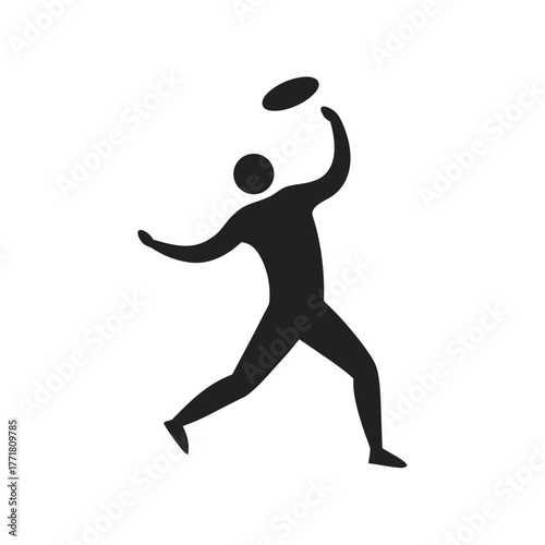 Minimal man throwing frisbee silhouette vector clean design for outdoor fun leisure and recreational activity concept