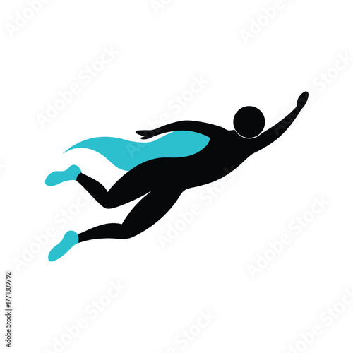 Minimal man swimming freestyle silhouette vector clean design for water sports and athlete competition concept