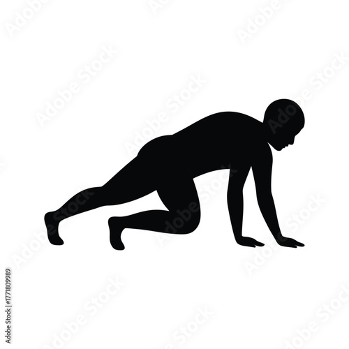 Minimal person doing push up silhouette vector design with white background for workout and training theme
