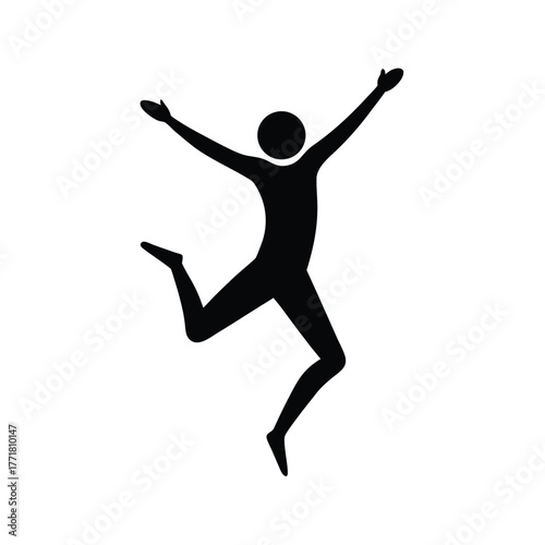 Minimal person jumping high silhouette vector art with white background for freedom and energy concept