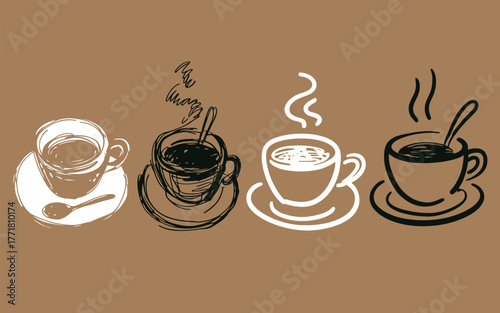 Coffee cups illustration art drawing sketch caffeine beverage