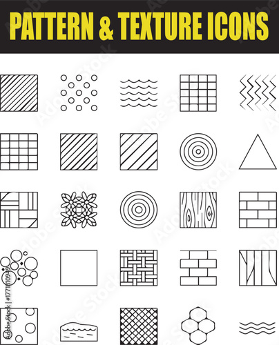 Geometric and Abstract Pattern Line Icons Collection-Clean Vector Outline Design.