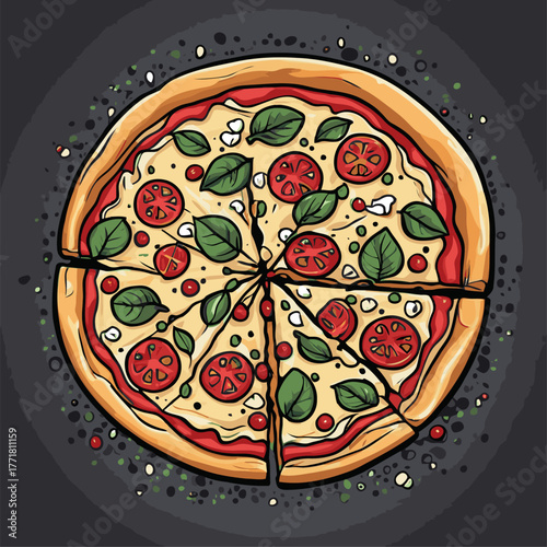 very delicious pizza food vector