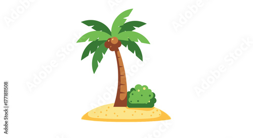 Isolated tropical island with a palm tree, ideal for summer getaway vibe