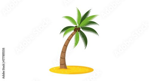 Palm Tree Island Illustration for Vacation and Tropical Theme Design