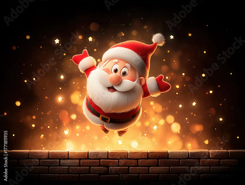 Santa Claus coming down the...