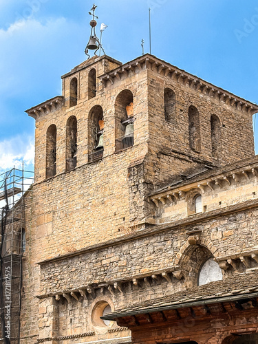 Beautiful street view of Old town in Jaca, Huesca, Spain