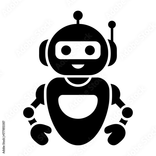 cyber bot icon Silhouette vector on white background