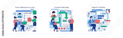 Team Collaboration and Customer Onboarding Vector Set